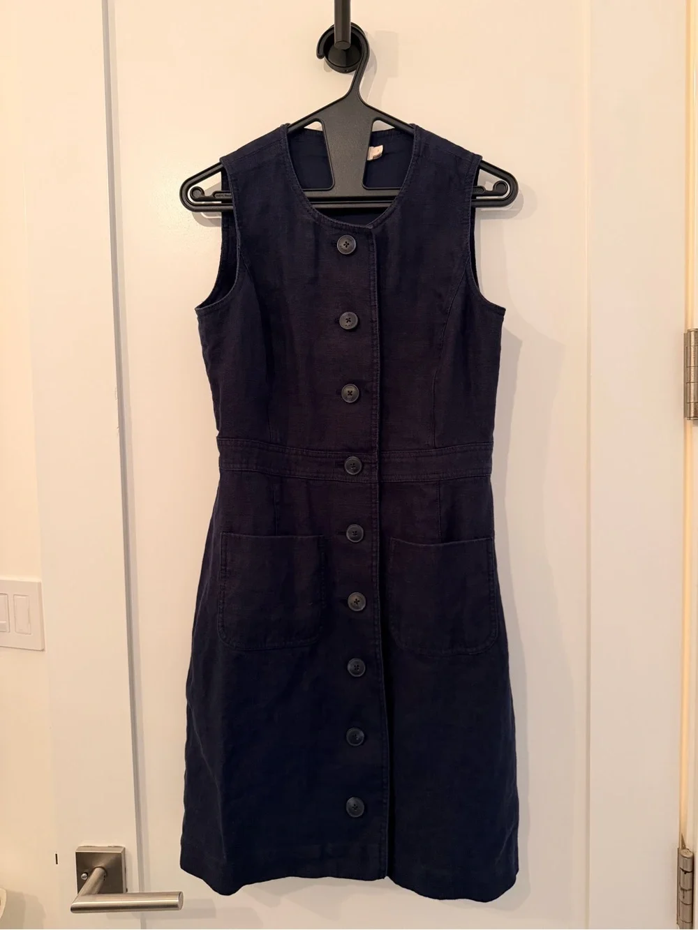 Tory Burch Navy Linen Button-Front Midi Dress Size 2